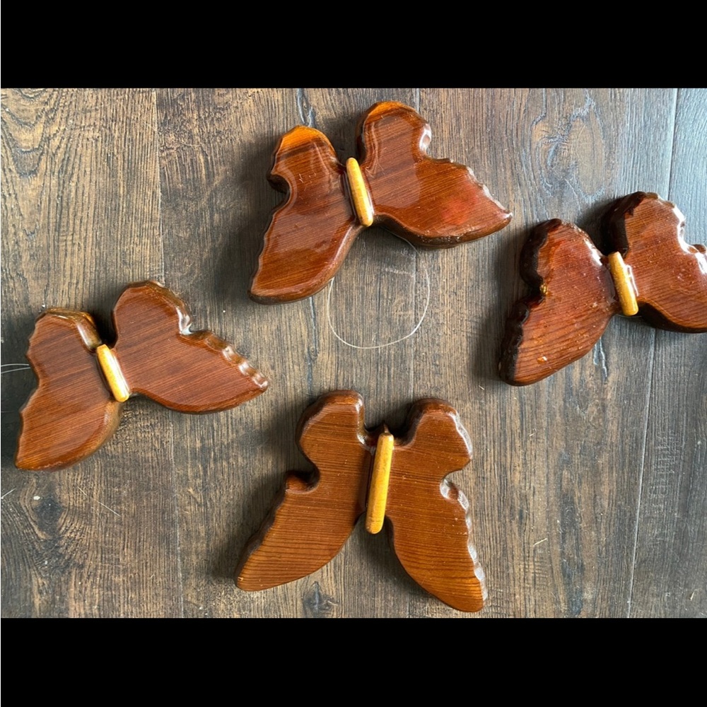 RARE Vintage MCM wooden wall butterflies